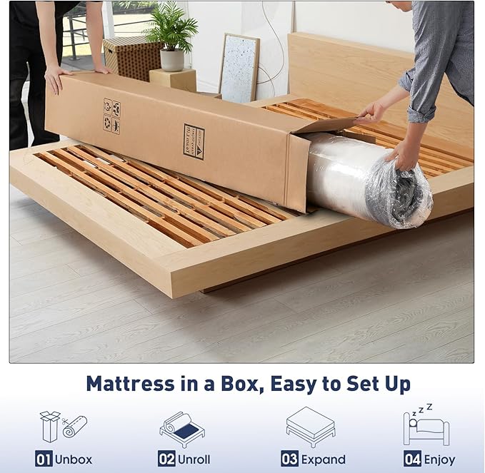 Twin Size Mattresses, 12 Inch Hybrid Memory Foam Individual Pocket Springs Twin Bed Mattress in a Box with Pressure Relief, Motion Isolation, No Pilling, CertiPUR-US, 100 Nights Trial
