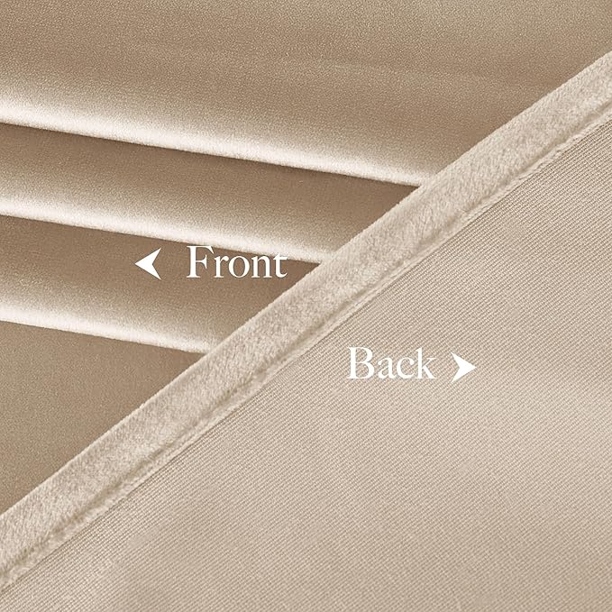 NICETOWN Beige Velvet Curtains 144" Length