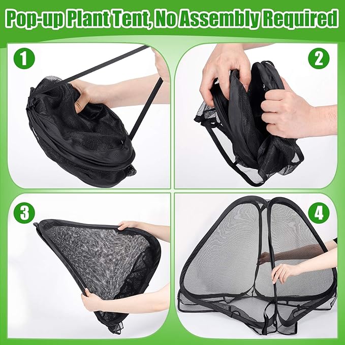 ANPHSIN Durable Plant Covers - Pop-up Fine Mesh Plant Tents with 8 Stakes, 22''x22''x23'' Garden Crop Guard Protectors Cages for Vegetables Fruits Away from Animals Birds Deer Squirrels,1 Pack