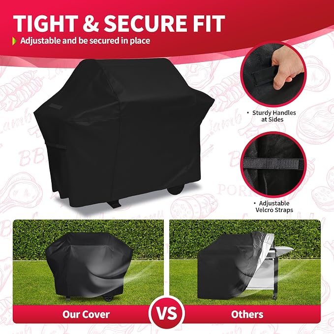 NEXCOVER 64 Inch Grill Cover - 600D Heavy Duty Waterproof and Weather Resistant BBQ Cover for Weber, Char Broil, Nexgrill, Brinkmann, Holland - Fade Resistant, Black