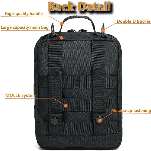 Tactical Molle Pouches Black Tactical Admin Pouch Compact EDC Utility Gadget Gear Pouch Military Carry Accessory (Black)
