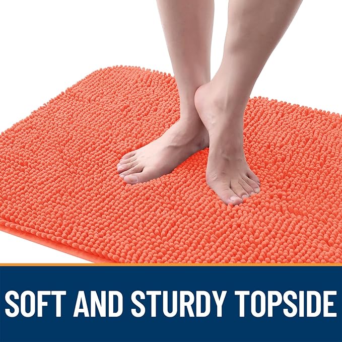 OLANLY Dog Door Mat for Muddy Paws 47x17, Absorbs Moisture and Dirt, Absorbent Non-Slip Washable Doormat, Quick Dry Chenille Mud Mat for Dogs, Entry Indoor Entryway Carpet for Inside Floor, Coral