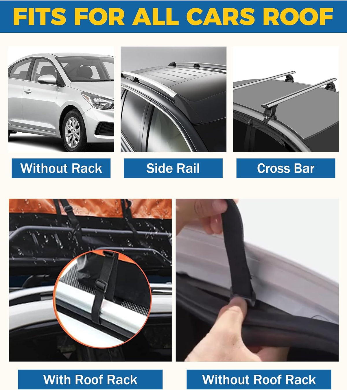Skiennix 15 Cubic Feet Roof Rack - Soft-Shell Cargo Carrier with Anti-Slip Mat for All Vehicles