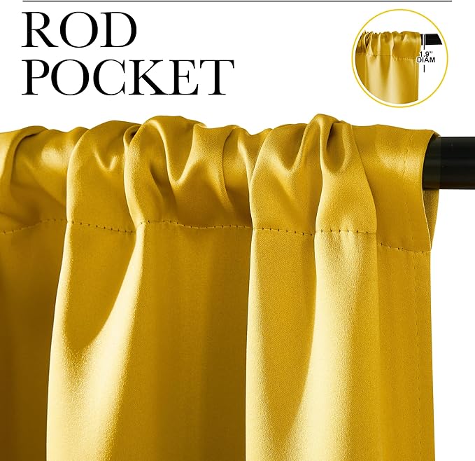 NICETOWN Gold Blackout Cafe Faux Silk Curtains