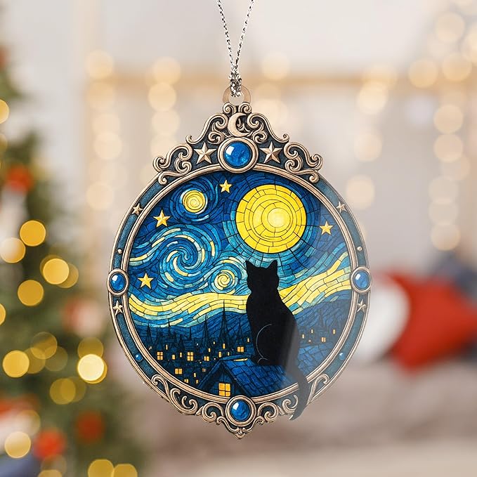 Funny Christmas Ornaments - Black Cat Ornament – Christmas Ornament – cat Gifts – Christmas Ornament 2025 – White Elephant Gifts - Xmas Tree Funny Decoration