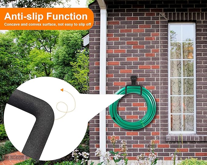 PeoMev Metal Garden Hose Holder - Heavy Duty Hose Hanger Wall Mounted Water Hose Holder for Outside Yard, Sturdy Hose Reel Hose Hooks for Water Hose, Extension Cords