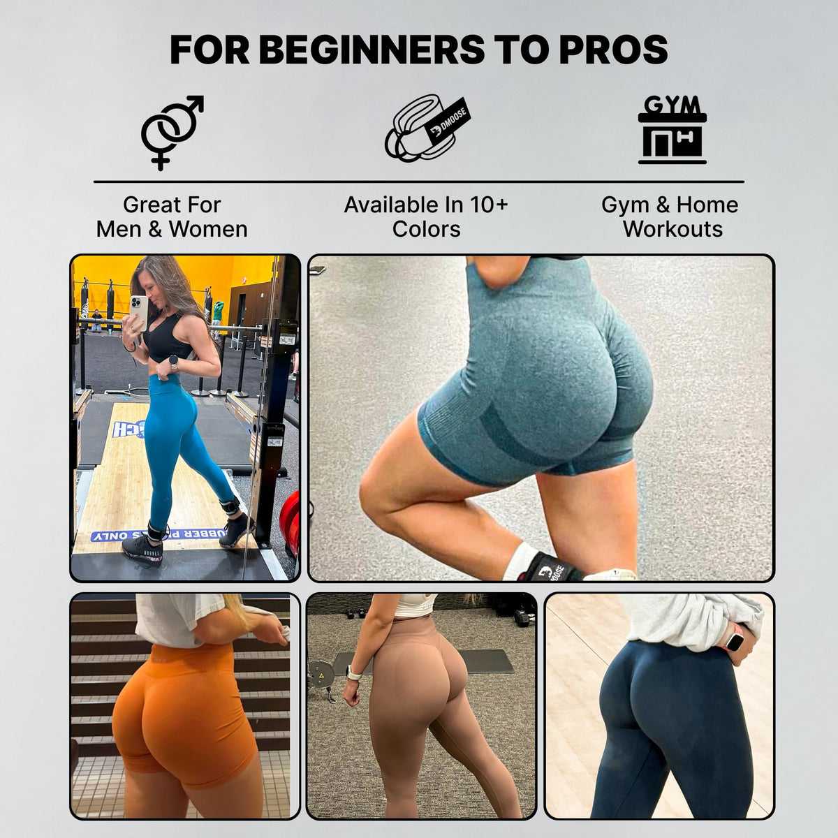 DMoose Fitness Ankle Straps for Cable Machines - One Size Fit with Premium Padding, Glute Kickback Ankle Strap for Women & Men, Cable Attachments for Gym, Booty Workouts (Glitter Pink - Pair)