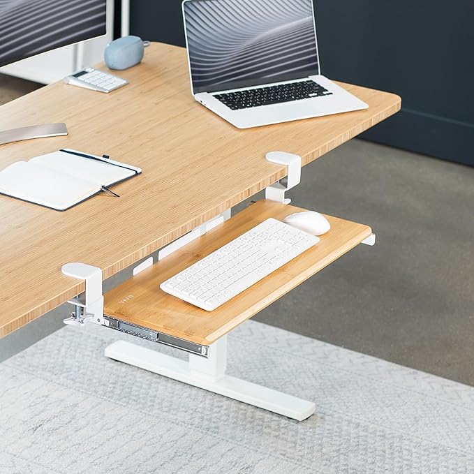 VIVO Large Clamp-on Computer Keyboard and Mouse Under Desk Slider Tray, 27 x 11 inch Pull Out Platform Drawer, Bamboo, MOUNT-KB05O