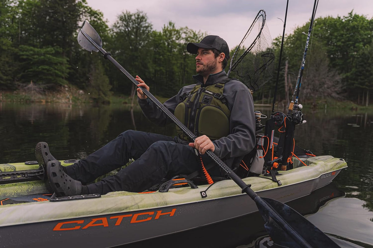 Pelican Paddle Leash | Stretchable Coiled Fishing Rod Holder for Kayak & SUP Paddles
