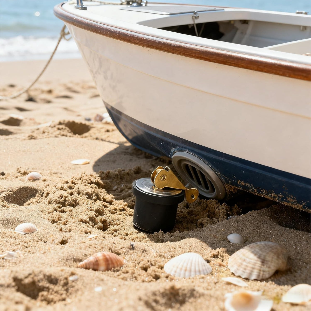 Boat Drain Plug - Brass Snap Plug with Rubber Seal | Marine Twist Accessories for Boats