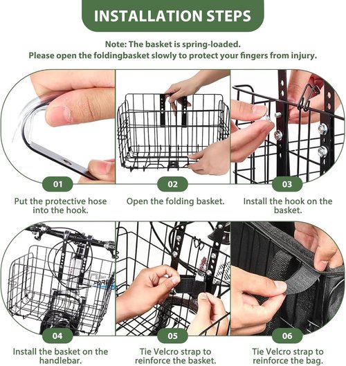 LIQING Folding Bike Basket - Quick Release Design with Removable Liner Bag | Ideal for Pets, Groceries & More