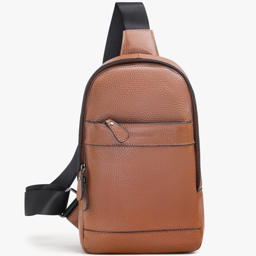 Men's Genuine Leather Sling Bag - Stylish Crossbody Backpack for Travel