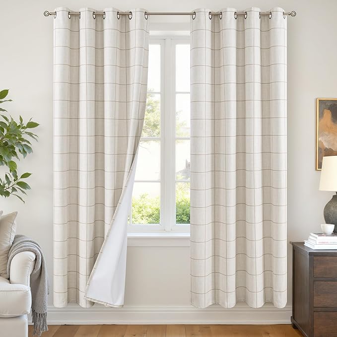 Lajode Linen Blackout Curtains for Living Room