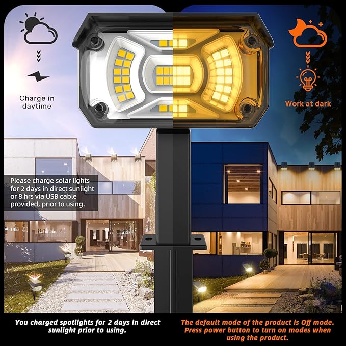 Solar Spot Lights Outdoor Landscape Lights, IP65 Outdoor Waterproof Spotlights, 40 LED's Outdoor Solar Lights for Yard Palm Trees Driveway Patio Pool 10 Pack