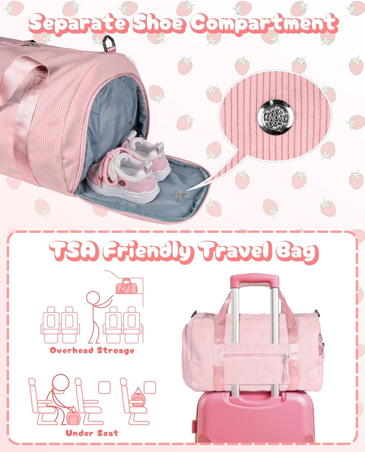 Skiennix Personalized Dance Gym Bag - Kids Duffle with Shoe Compartment & Toiletry Bag | Gift for Girls Ages 3-8 (Letter Y)