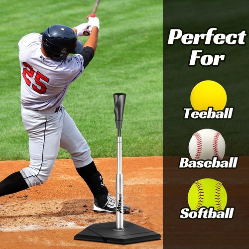 JASCOPRO Baseball & Softball Batting Tee - Height Adjustable 24 to 46 Inches, Portable Design
