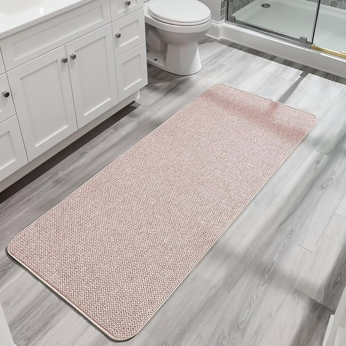 Bath Mat,Ultra Thin Bathroom Runner Rugs,Large Bath Mats for Bathroom,Quick Dry,Non-Slip,Machine Washable,Low Pile,Bath Rug,Shower Outside,Sink,Home Decor Accessories.Beige,3'x4'(36x48inch)