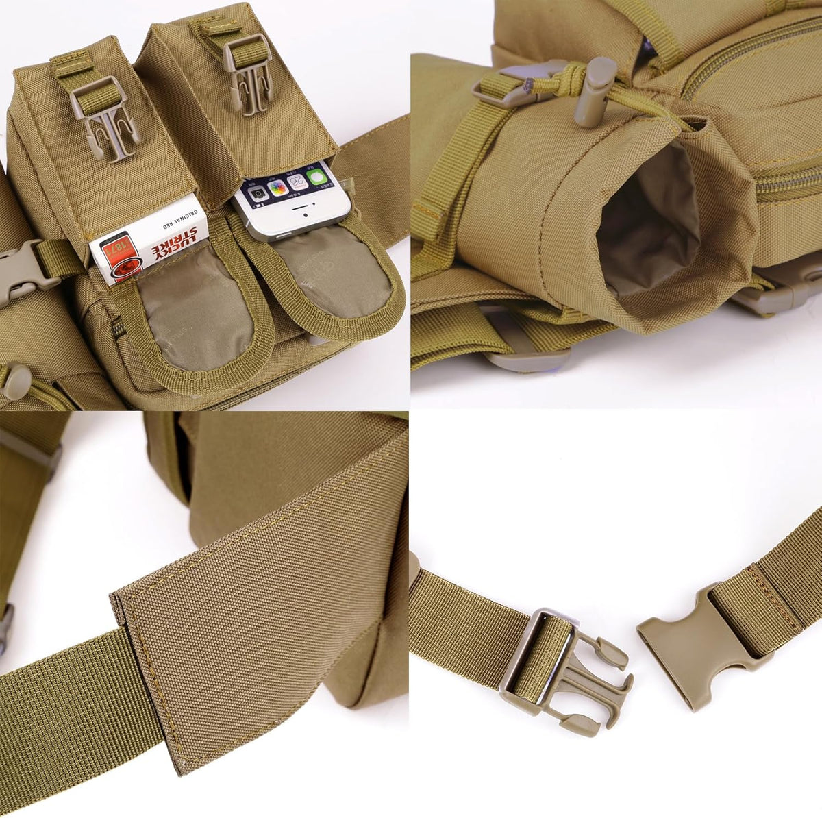Tactical Fanny Pack with Water Bottle Holder - ArcEnCiel Outdoor Waist Bag for Fishing