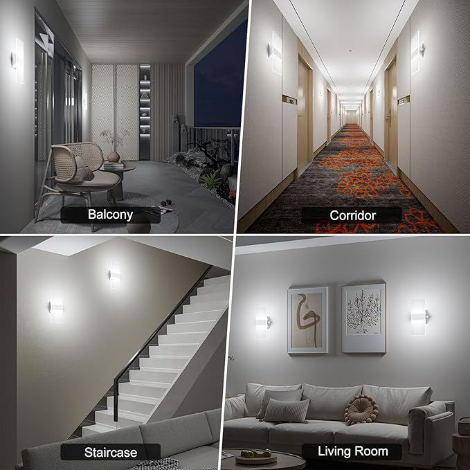 ChangM Modern Wall Sconces Set of Two, 12W Acrylic Led Wall Light, Equipped