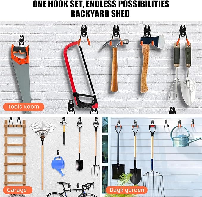 6-Pack Small Square Heavy Duty Garage Hooks, Utility Room Storage