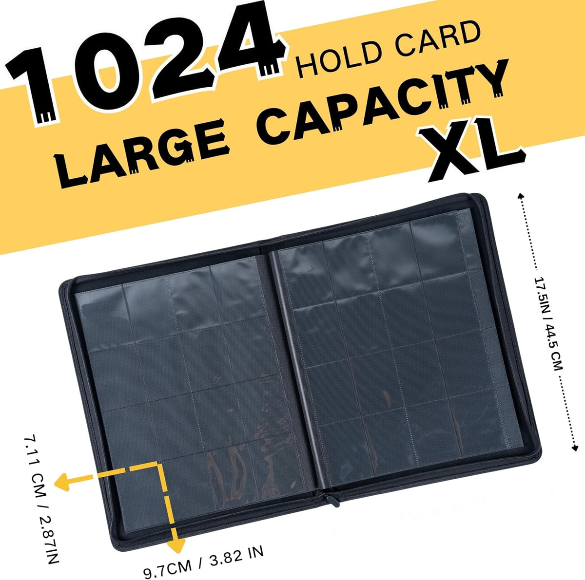 Skiennix 1000+ Pockets Trading Card Binder - 16-Pocket Album for MTG & Sports Cards | Black