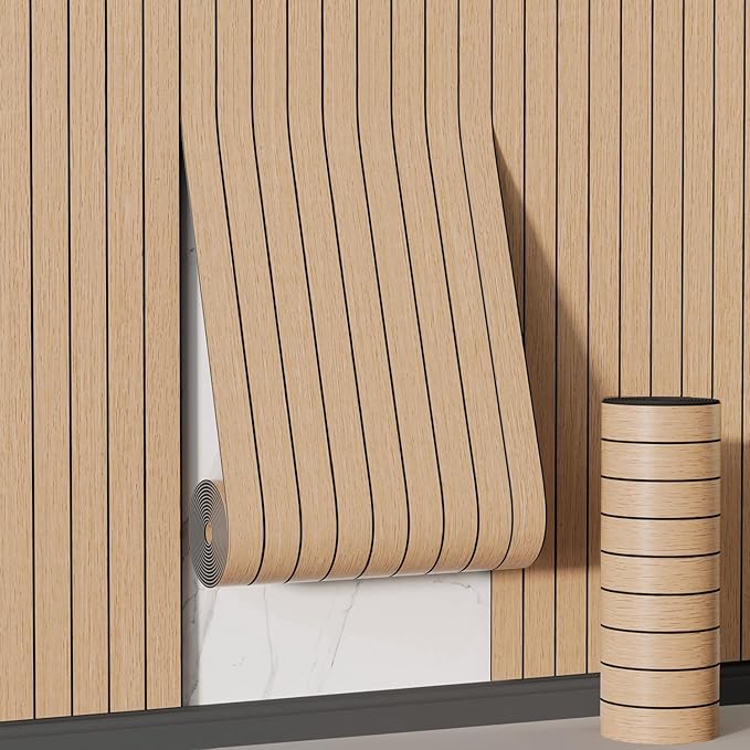 Arthome Peel and Stick Slat Wall Panels 15.7 "x120, Self-Adhesive PVC Wood
