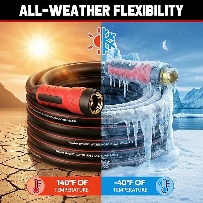 Short Garden Hose 10ft x 5/8", NON-EXPANDABLE Heavy Duty Premium Flexible Water Hose, No Kink, Leakproof, Lightweight Hybrid Hose with Male to Female Fittings for Household&Backyard