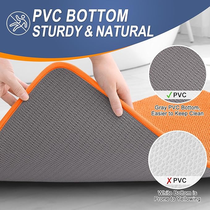 OLANLY Thick Memory Foam Bath Mat Rug 24x16, Extra Soft Absorbent Bathroom Rug, Quick Dry Bath Mats, Non-Slip, Machine Washable Carpet for Bathroom, Tub and Shower, Home Decor Accessories, Orange