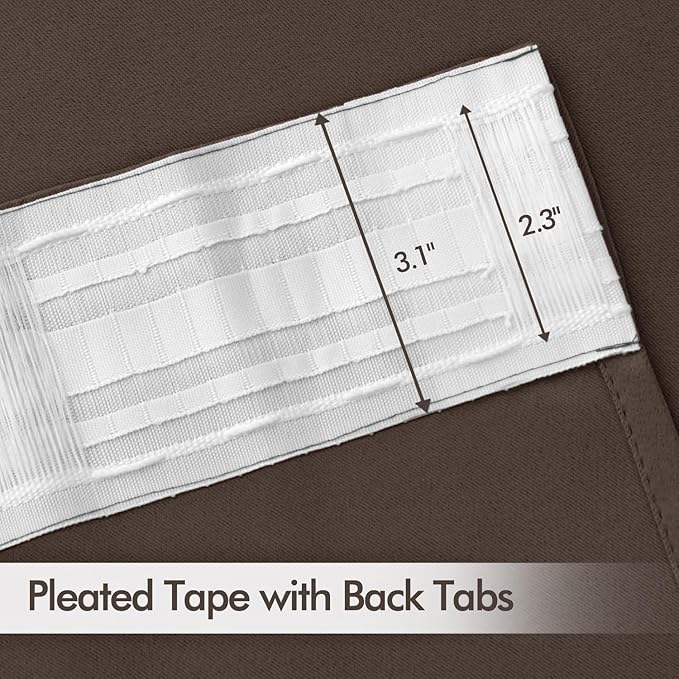 MIULEE Chocolate Brown Back Tab Blackout Curtains 63 Inch Length 2 Panels Set