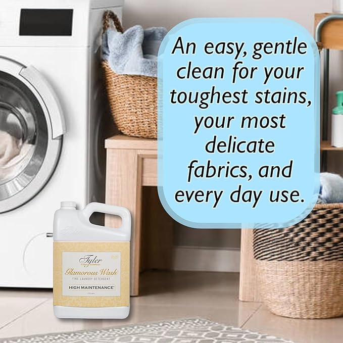 Tyler Glamorous Wash High Maintenance Fine Laundry Detergent with Stain Remover Pen and Dryer Sachets - Liquid Detergent Designed for Clothing - Hand & Machine - 128oz (1 Gal.) (High Maintenance)