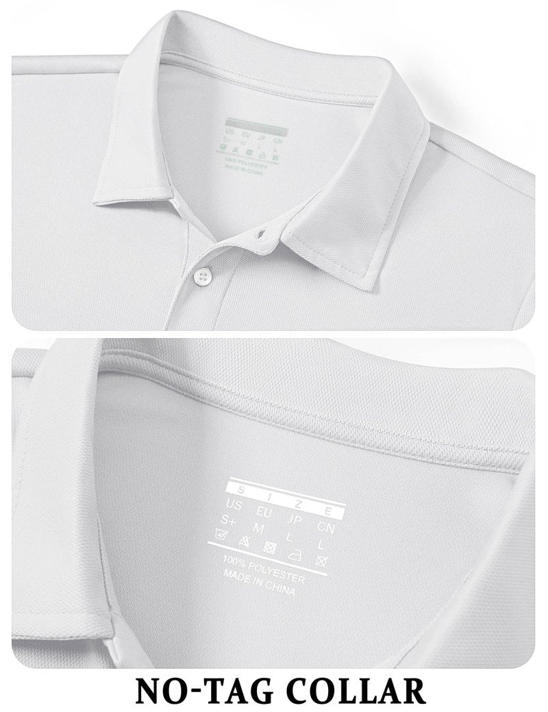 TACVASEN Mens Golf Shirt Dry Fit Mens Polo Shirts Short Sleeve Performance Golf Polos for Men with Collar Work Shirts White, 3XL