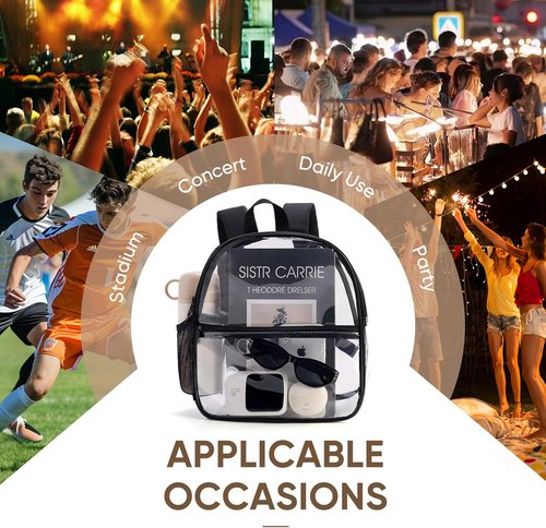 JOWURY Clear Backpack - Stadium Approved 12x6x12 | Waterproof PVC with Reinforced Straps for Events