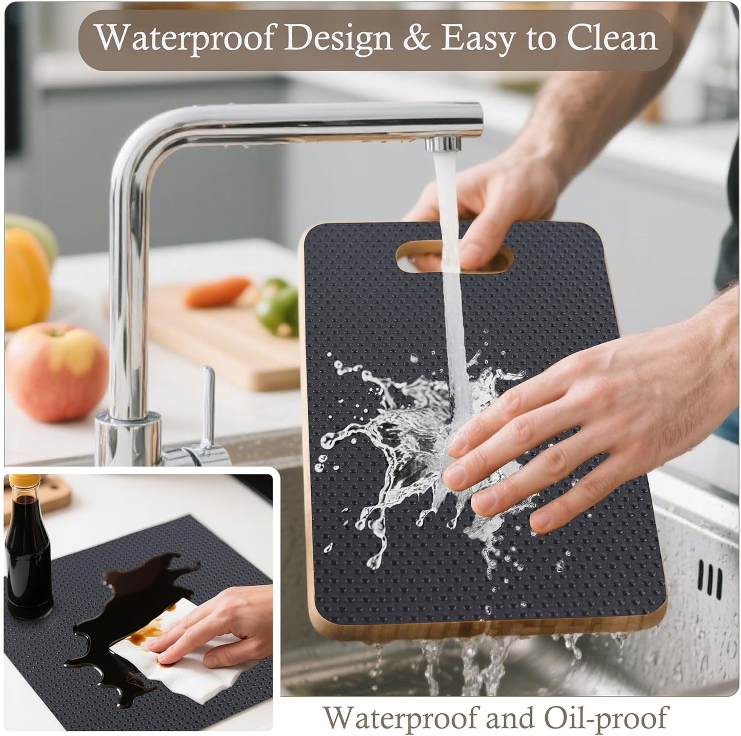 Cabinet Shelf Liners 15 Inch Wide X 20 Ft Kitchen Drawer Liner Non-Adhesive Pantry Cupboard Liner Non-Slip Waterproof & Oil-Proof Refrigerator Shelf Liners Strong Grip Drawer Mat(Black)