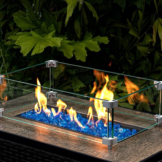GASPRO 10 lbs Fire Glass for Propane Fire Pit, 1/2-Inch Decorative Fireplace Glass Rocks for Fire Pit Table, Turquoise