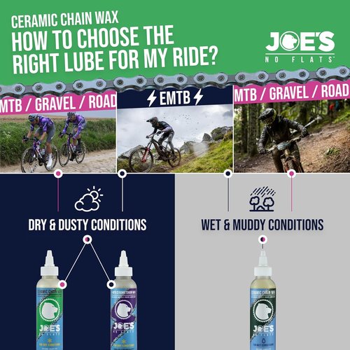 Joe's No Flats eMTB Ceramic Chain Wax 4.2oz - Bio-Based Formula for Electric Mountain Bikes
