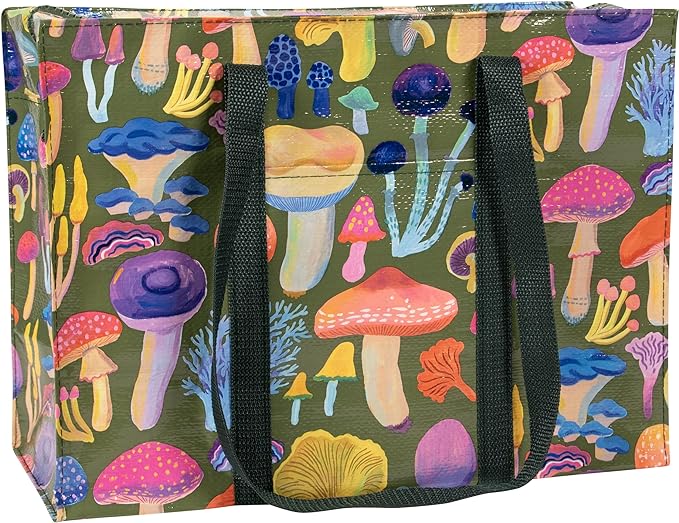 Blue Q Reusable Shoulder Tote Bag – Carry Everywhere Bag with a Hefty Zipper, Durable, Fun Design, 95% Recycled Material