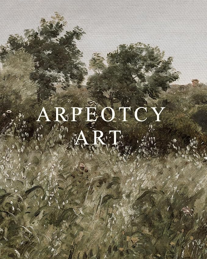 ARPEOTCY Extra Large Vintage Framed Wall Art, 36x54 Inch Farmhouse Retro Meadow Landscape Hanging Framed Canvas Wall Art, Large Rustic Home Decor for Living Room Office Bedroom Above of Bed