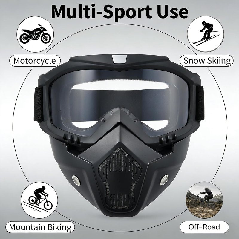 Paintball Mask Anti Fog,Airsoft Mask Full Face,Tactical Mask, Motorcycle Helmet Goggles with Removable Face Mask for Men Women (2Clear)