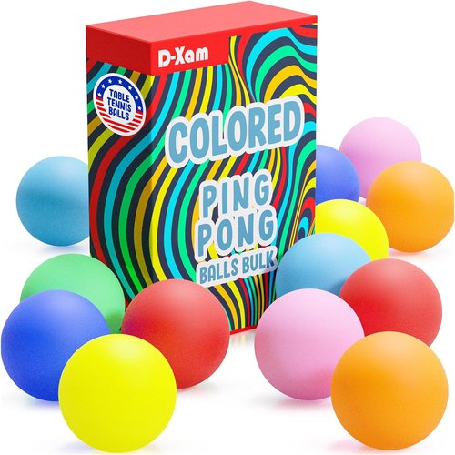 D-Xam Ping Pong Balls - Multi-Color Table Tennis Balls for Games | Pack of 50, 40mm Size