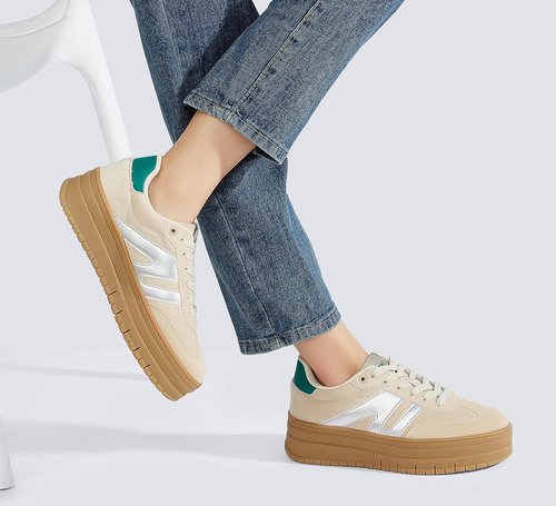 Lucky Step Women's Platform Sneakers - Retro Style with Thick Rubber Sole | Casual Low Top Walking Shoes
