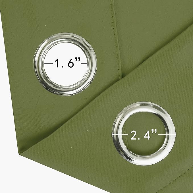 LEMOMO Olive Green Thermal Blackout Curtains/52 x 108 Inch/Set of 2 Panels Room