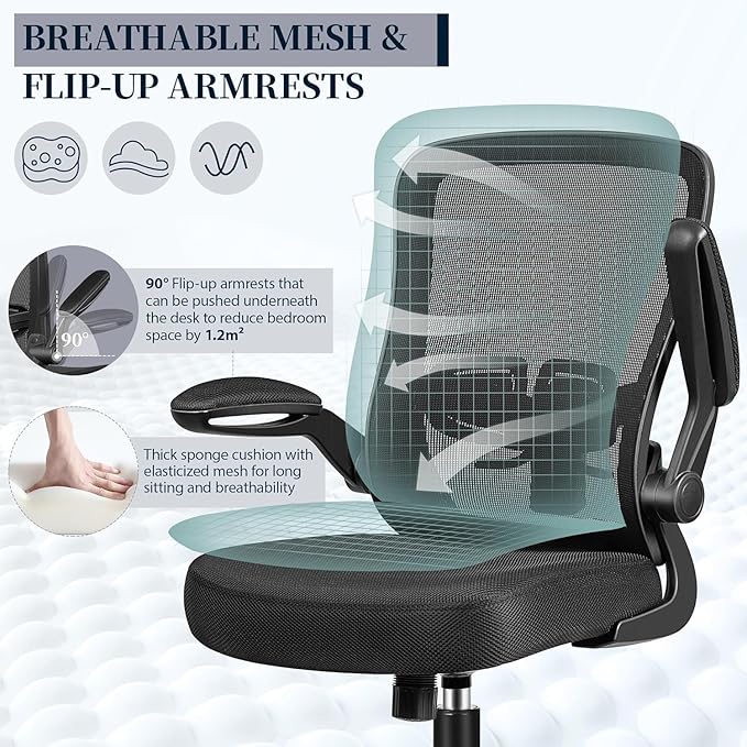 FelixKing Office Chair, Ergonomic Desk Chair with Adjustable Height and Lumbar Support Swivel Lumbar Support Desk Computer Chair with Flip up Armrests for Conference Room (Black),Pack of 10