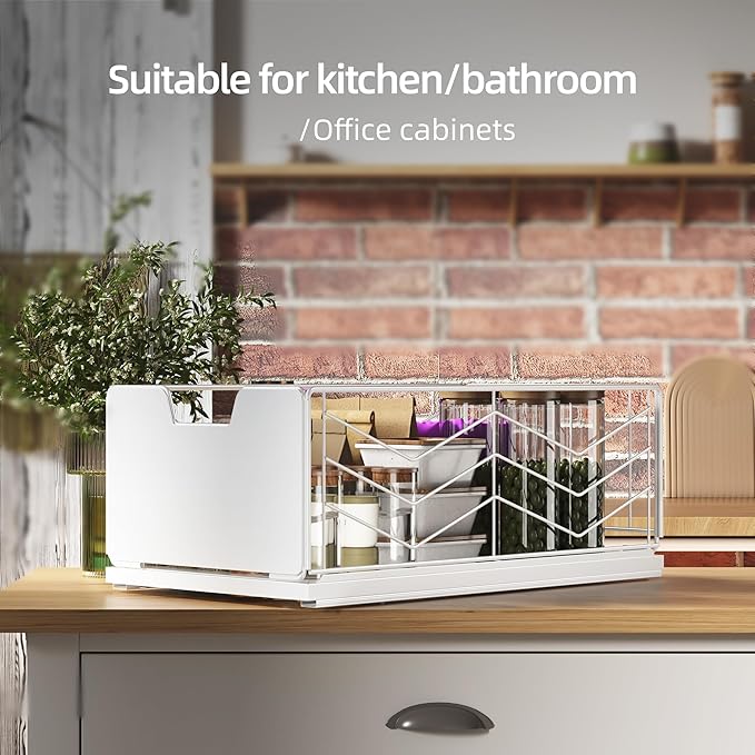 NETEL Pull Out Cabinet Organizer, 4 Pack No Drill Slide Out Drawers for Kitchen Cabinets, Metal Pantry Pull Out Shelves, Kitchen Cabinet Organizer, Pull Out Home Organizers, 11.8"W X 20.86"D X 6.9"H