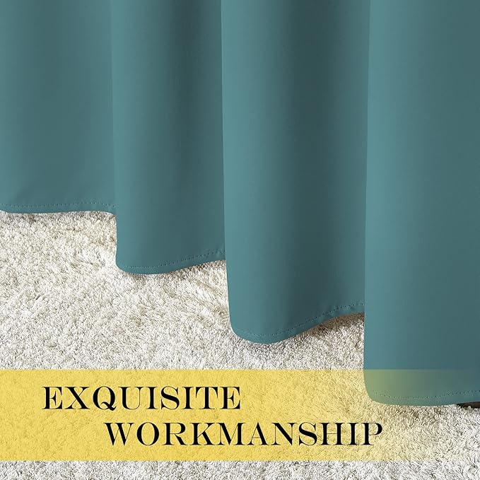 NICETOWN Sea Teal Blackout Curtains 84 inch Length, Grommet Top Room Darkening