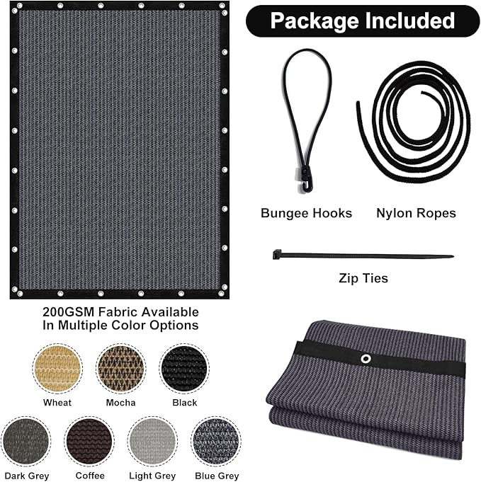Artpuch 90% Sun Shade Cloth, 4 x 8 FT Pergola Shade Cover Canopy with Grommets, Sun Screen Fabric Tarp for Patio, Outdoor, Garden, Backyard, Dark Grey