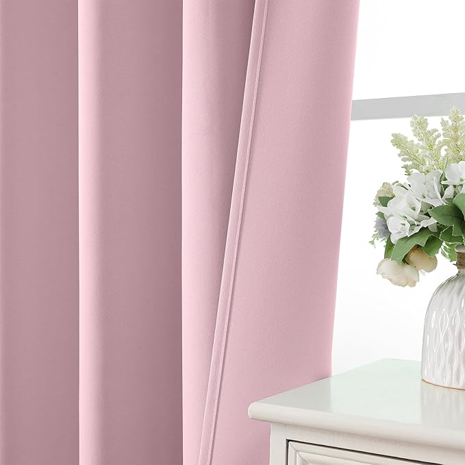 CUCRAF Light Pink Blackout Curtains 54 inch Length 2 Panels Set, Rod Pocket