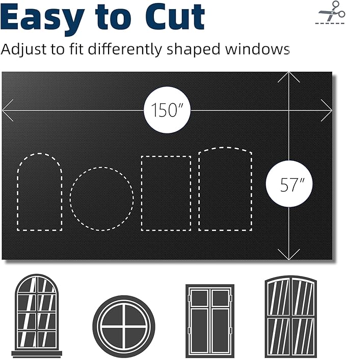NIGHTON Portable Blackout Curtains 150"×59", Strong Hook and Loop Tape Strips