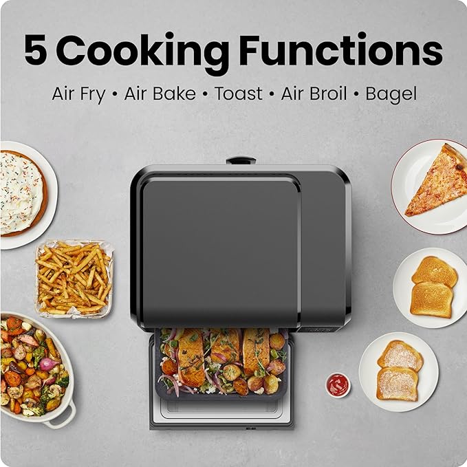 Chefman Air Fryer Toaster Oven Combo, 15 Qt. Countertop Oven for Quick & Healthy Meals, Bake, Broil, Air Fry, Toast, and Bagel Functions, 450°F Max Temp, 4 Slice Toaster Oven Air Fryer Combo – Black