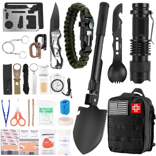 Gifts for Father's Day Men - 118-in-1 Survival Kits - Military-Grade Survival Gear for Outdoor Adventures, Disaster Preparedness, Car/Home/Office Emergency Kit with First Aid Supplies