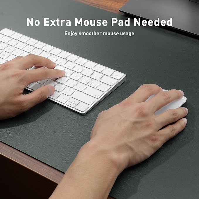 Aothia Leather Desk Pad Protector, Office Desk Mat, Large Mouse Pad, Non-Slip PU Leather Desk Blotter, Laptop Desk Pad, Waterproof Desk Writing Pad for Office and Home (48"x17", Jungle Green)
